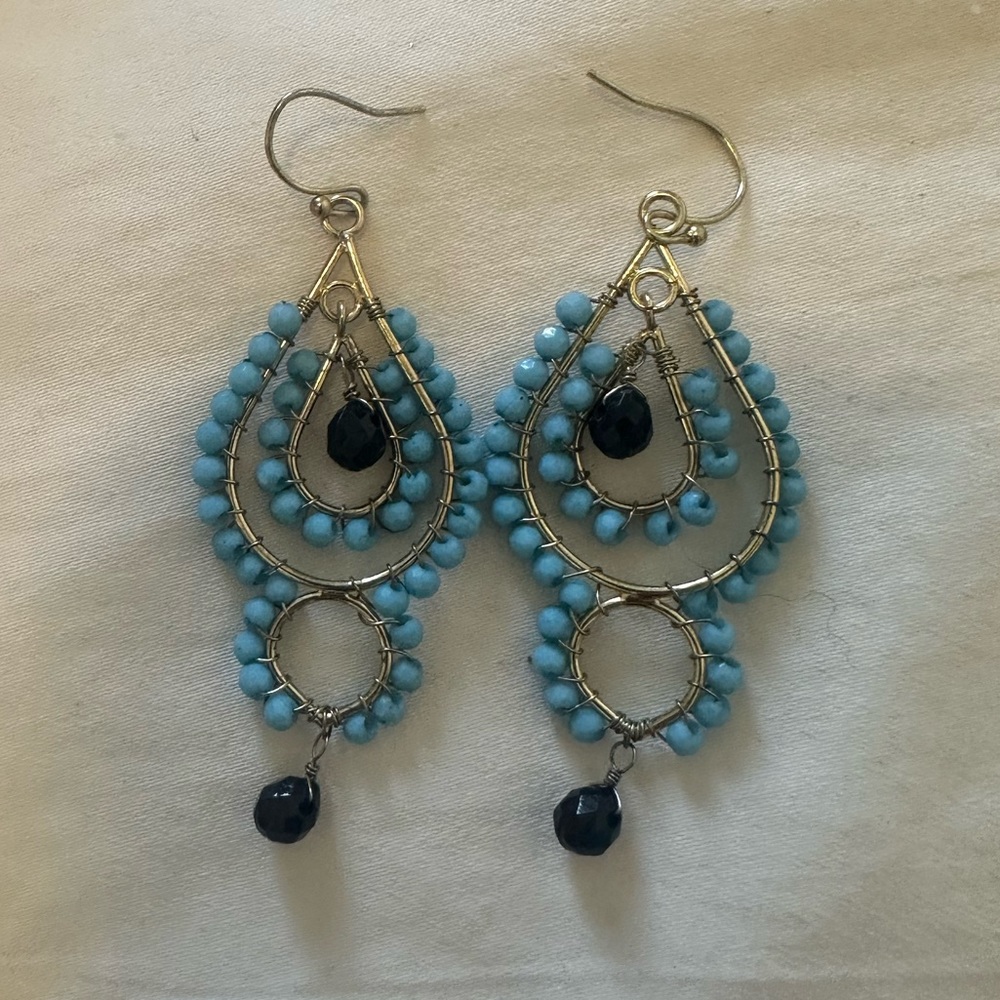 Beaded long earrings